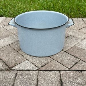 Vintage Blue Grey Granitewear Pot Two Handles Farmhouse Cookwear